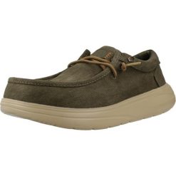 Buty HEY DUDE WALLY COMF WORN TWILL Zielony. Zielone buty turystyczne Hey dude, bez wzorów, z tkaniny, bez zapięcia, trekkingowe. Za 293.99 zł.