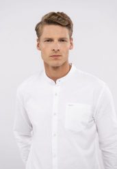 Koszula ze stójką, Slim Fit, K-LANGE. Białe koszule Volcano, l, bez wzorów, z bawełny, bez kołnierzyka, bez ramiączek. Za 149.99 zł.