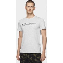 T-shirt męski TSM250 - chłodny jasny szary melanż. Szare t-shirty 4F, m, bez wzorów, bez kołnierzyka, bez ramiączek. Za 39.99 zł.