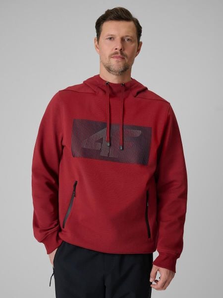 Bluza dresowa regular z kapturem męska 4F 4FRSS26TSWSM2975. Czerwone bluzy z kapturem 4F, m, bez wzorów, z bawełny, z kapturem. Za 114.99 zł.