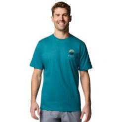 T-shirt sportowy z krótkim rękawem męski Kettle River Outdoor Tee. Zielone t-shirty sportowe Columbia, bez wzorów, z bawełny, bez ramiączek, do biegania. Za 99.99 zł.