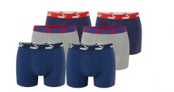 Bokserki majtki męskie Puma Boxershorts 6-pak bawełniane. Niebieskie bokserki Puma, m, bez wzorów, z bawełny. Za 179.00 zł.