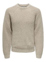 ONLY & SONS Sweter "Litus" w kolorze beżowym rozmiar: L. Brązowe swetry nierozpinane Only & Sons, l, bez wzorów, z wełny, bez kołnierzyka, bez ramiączek. Za 132.95 zł.