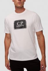 C.P. COMPANY Biały męski t-shirt. Białe t-shirty C.P. Company, l, bez wzorów, bez kołnierzyka, bez ramiączek. W wyprzedaży za 299.99 zł.