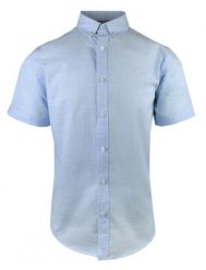 Weekendowa Koszula Męska, Krótki Rękaw - Pako Jeans - Błękit. Niebieskie koszule Pako Jeans, l, bez wzorów, z bawełny, bez kołnierzyka, bez ramiączek. Za 159.00 zł.