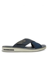 Rieker Klapki 29083-14 Granatowy. Niebieskie klapki Rieker, z materiału. Za 299.99 zł.