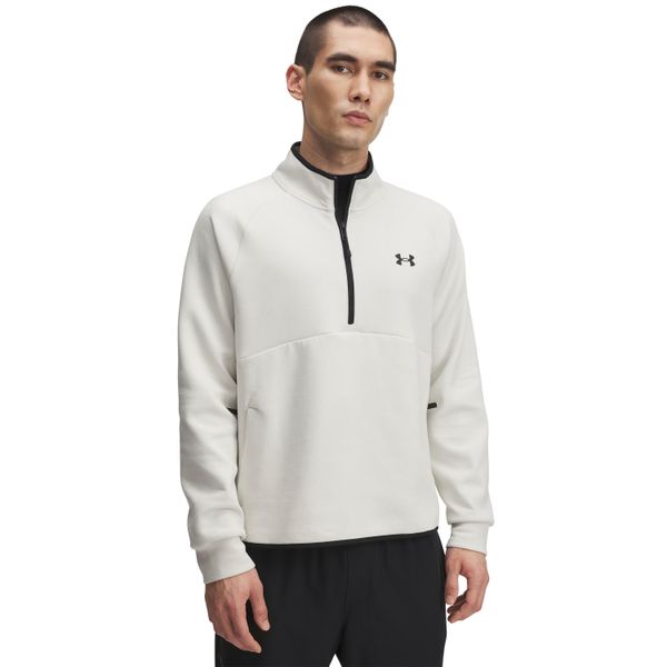 Bluza z pół zamkiem i kieszenią kangurką Under Armour Unstoppable Fleece. Białe bluzy Under Armour, m, bez wzorów, bez kaptura. Za 474.00 zł.