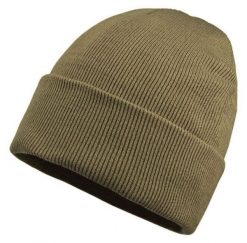 Ciemna Beżowa Zimowa Męska Czapka -EM Men's Accessories- Beanie, Sepia, Camel. Brązowe czapki zimowe Em men's accessories, bez wzorów, ze skóry. Za 59.99 zł.