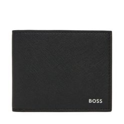 Duży Portfel Męski BOSS. Czarne portfele Boss, bez wzorów. Za 399.99 zł.