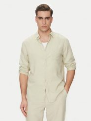 Guess Koszula F4GH00 WG3L0 Zielony Regular Fit. Zielone koszule Guess, l, z aplikacjami, ze lnu, bez kołnierzyka, bez ramiączek. Za 239.99 zł.