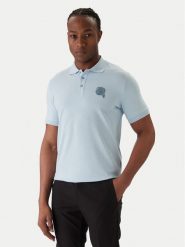 KARL LAGERFELD Polo 745022 561235 Błękitny Regular Fit. Niebieskie koszulki polo KARL LAGERFELD, m, bez wzorów, z bawełny, bez kołnierzyka, bez ramiączek. Za 479.99 zł.