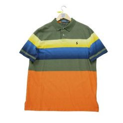 Second life - Krótki rękaw Męskie Polo Khaki - Stan dobry. Zielone koszulki polo RALPH LAUREN, m, bez wzorów, bez kołnierzyka, bez ramiączek, na golfa. Za 101.48 zł.