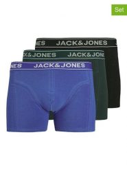 Jack & Jones Bokserki (3 pary) w kolorze niebiesko-czarno-zielonym rozmiar: XXL. Czarne bokserki Jack & Jones, xxl, bez wzorów, z bawełny. Za 78.99 zł.