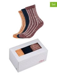 S.Oliver Skarpety (3 pary) w kolorze granatowo-bordowo-pomarańczowym rozmiar: 35-38. Czerwone skarpety S.Oliver, bez wzorów, ze splotem. Za 43.99 zł.