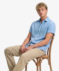 Superdry Koszula Riviera z krótkim rękawem, len – Sky Blue Chambray. Niebieskie koszule Superdry, na lato, l, bez wzorów, ze lnu, bez kołnierzyka, bez ramiączek. Za 289.20 zł.