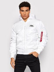Alpha Industries Kurtka bomber Back Print 128113 Biały Regular Fit. Białe kurtki Alpha Industries, m, bez wzorów, z syntetyku, bez kaptura. Za 569.99 zł.