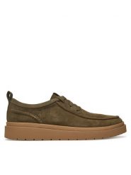 Clarks Półbuty Polden Moc 26180869 Zielony. Zielone eleganckie półbuty Clarks, bez wzorów, ze skóry, bez obcasa, bez zapięcia. Za 399.99 zł.