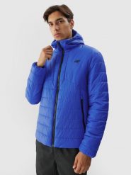 Kurtka puchowa Primaloft Black Eco męska. Niebieskie kurtki 4F, m, bez wzorów, z puchu, bez kaptura. W wyprzedaży za 249.99 zł.