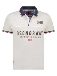 Geographical Norway Koszulka polo "Kerato" w kolorze białym rozmiar: S. Szare koszulki polo Geographical Norway, s, bez wzorów, bez kołnierzyka, bez ramiączek. Za 57.20 zł.