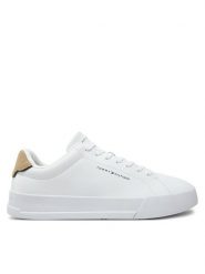 Tommy Hilfiger Sneakersy Th Court Lth Detail Ess FM0FM05367 Biały. Białe buty sportowe casual Tommy Hilfiger, bez wzorów, ze skóry, bez zapięcia. Za 429.99 zł.