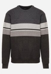 Ciemnoszary Sweter z Wełną z Eleganckim Kołnierzykiem Koszulowym Espalea. Szare swetry nierozpinane Born2be, l, z aplikacjami, z dzianiny, bez kołnierzyka, bez ramiączek. Za 89.99 zł.