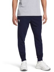 Under Armour Spodnie dresowe "Rival" w kolorze granatowym rozmiar: L. Niebieskie spodnie treningowe długie Under Armour, l, bez wzorów, z dresówki. Za 132.05 zł.
