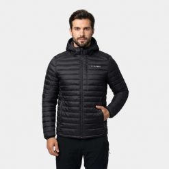 Kurtka męska puchowa lekka Alpinus Kiruna. Czarne kurtki Alpinus, na jesień, m, bez wzorów, z materiału, trekkingowe. Za 399.00 zł.