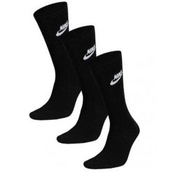 Zestaw Skarpet Unisex Dla Dorosłych Essentials Everyday (zestaw 3 Sztuk). Czarne skarpety Nike, bez wzorów. Za 125.99 zł.
