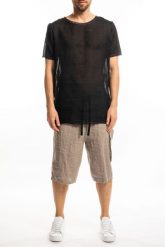 Takeshy Kurosawa T-shirt "Lino" | 83333 | Lino | Mężczyzna | Czarny. Czarne t-shirty Takeshy Kurosawa, l, bez wzorów, z bawełny, bez kołnierzyka, bez ramiączek. W wyprzedaży za 299.00 zł.