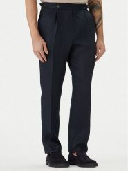 BOSS Spodnie materiałowe H-Perino 50563231 Granatowy Relaxed Fit. Niebieskie spodnie materiałowe Boss, m, bez wzorów, ze lnu. Za 999.99 zł.