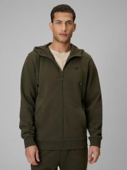 Bluza dresowa regular z kapturem męska 4F 4FRSS26TSWSM3106. Zielone bluzy z kapturem 4F, m, bez wzorów, z bawełny, z kapturem. Za 169.99 zł.