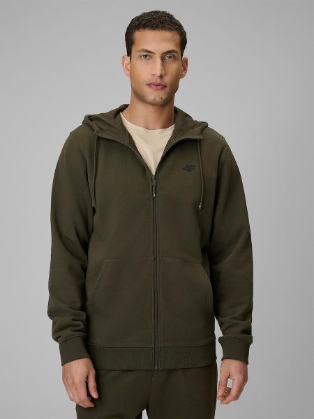 Bluza dresowa regular z kapturem męska 4F 4FRSS26TSWSM3106. Zielone bluzy z kapturem 4F, m, bez wzorów, z bawełny, z kapturem. Za 169.99 zł.
