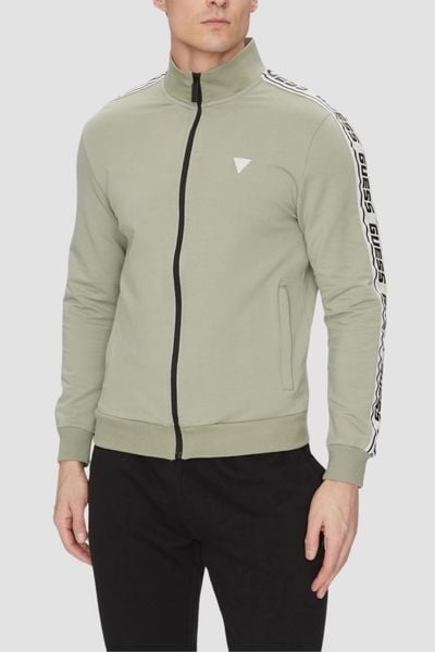 GUESS Zielona bluza męska z lampasami New Arlo, Rozmiar XL. Zielone bluzy Guess, l, z aplikacjami, bez kaptura. W wyprzedaży za 257.99 zł.