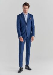 PAKO LORENTE – Granatowe spodnie garniturowe P22SF-6G-019-G-S. Niebieskie eleganckie spodnie Pako Lorente, s, z elastanu. Za 149.99 zł.