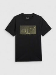 4F T-shirt regular z nadrukiem męski - czarny XL. Czarne t-shirty 4F, m, bez wzorów, z dresówki, bez kołnierzyka, bez ramiączek. Za 69.99 zł.