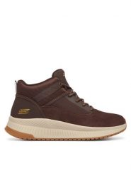 Skechers Trzewiki Bobs Squad 4 118414/BRN Brązowy. Brązowe botki sznurowane Skechers, bez wzorów, ze skóry, bez obcasa, bez zapięcia. Za 359.99 zł.