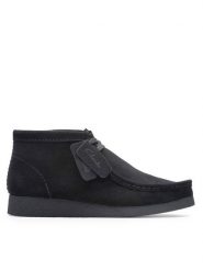 Clarks Trzewiki Wallabee Evo Bt 26172823 Czarny. Czarne botki sznurowane Clarks, bez wzorów, ze skóry, bez obcasa, bez zapięcia. Za 599.99 zł.