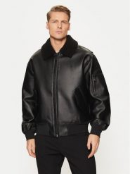 Calvin Klein Jeans Kurtka z imitacji skóry Faux Leather Aviator J30J326729 Czarny Regular Fit. Czarne kurtki Calvin Klein Jeans, m, bez wzorów, z jeansu, bez kaptura. Za 649.99 zł.