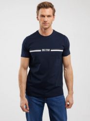 Koszulka męska z nadrukiem granatowa Lexor 403. Niebieskie t-shirty BIG STAR, l, bez wzorów, z bawełny, bez kołnierzyka, bez ramiączek. Za 99.99 zł.