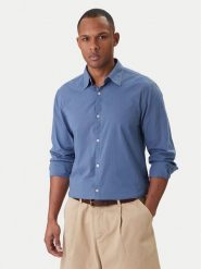 Guess Koszula F6GH02 WN861 Niebieski Regular Fit. Niebieskie koszule Guess, l, z aplikacjami, z bawełny, bez kołnierzyka, bez ramiączek. Za 299.99 zł.