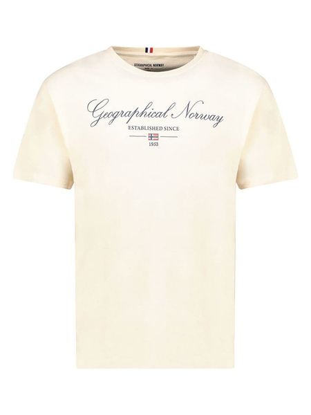 Geographical Norway Koszulka "Illumine" w kolorze kremowym rozmiar: S. Brązowe bezrękawniki Geographical Norway, s, bez wzorów, z bawełny, bez kołnierzyka, bez ramiączek. Za 43.78 zł.