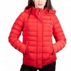 Kurtka GEOX W ANEKO MID JKT Czerwony. Czerwone kurtki Geox, m, bez wzorów, z tkaniny, bez kaptura. Za 445.99 zł.