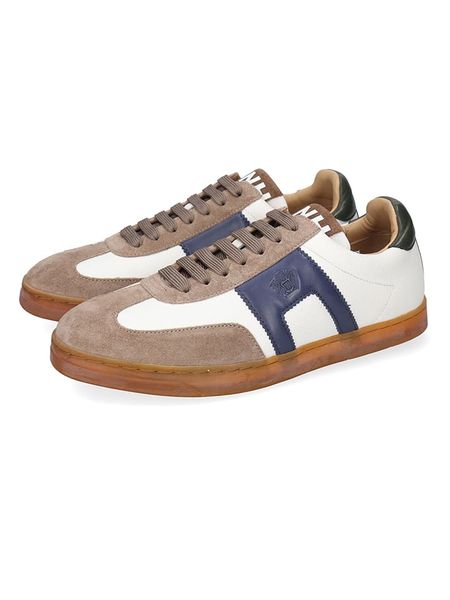 MELVIN & HAMILTON Skórzane sneakersy "Jaxson 3" w kolorze granatowo-beżowo-białym rozmiar: 45. Białe buty sportowe casual Melvin & Hamilton, bez wzorów, ze skóry, bez zapięcia. Za 502.76 zł.