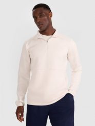 4F Bluza treningowa regular szybkoschnąca męska - biała S. Białe bluzy bez kaptura 4F, m, bez wzorów, z dzianiny, bez kaptura. Za 229.99 zł.