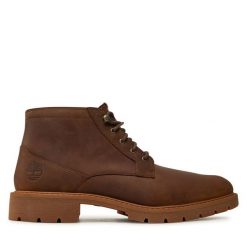 Trzewiki Timberland. Brązowe botki sznurowane Timberland, bez wzorów, bez obcasa, bez zapięcia. Za 549.99 zł.