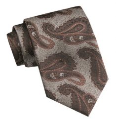 Elegancki Męski Krawat - Chattier - Beż i Brąz, Paisley. Krawaty i muchy Chattier, bez wzorów, z tkaniny. Za 49.00 zł.