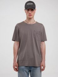 Koszulka męska z podwójną kieszonką na piersi szara Retores 905. Szare t-shirty BIG STAR, l, bez wzorów, z jeansu, bez kołnierzyka, bez ramiączek. Za 99.99 zł.