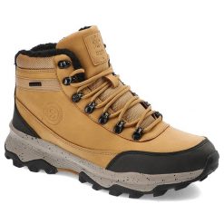 Trekkingi męskie Cross Jeans, z ekoskóry i materiału ocieplane wewnątrz sznurowane i wyposażone w solidną traktorową podeszwę, camel, KK1R4026C. Brązowe trekkingi Cross Jeans, bez wzorów, z jeansu, bez zapięcia. Za 229.00 zł.