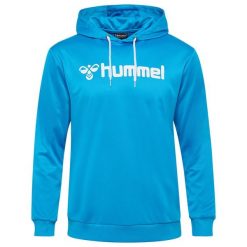 Bluza z kapturem Hummel Logo. Niebieskie bluzy z kapturem Hummel, bez wzorów, z kapturem. Za 187.00 zł.