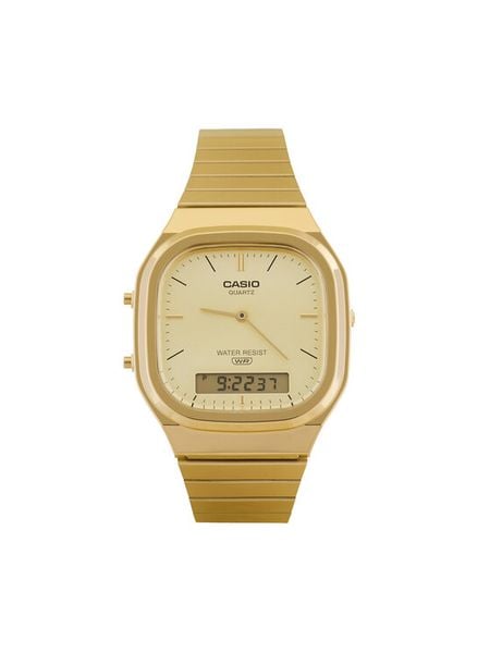 Casio Zegarek Vintage AQ-240EG-9AEF Złoty. Żółte, analogowe zegarki Casio, ze stali. Za 399.99 zł.